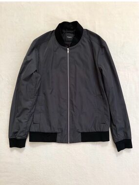Theory Brant Bomber Jacket Men’s Large Charcoal Gray Zip Minimalist Tech